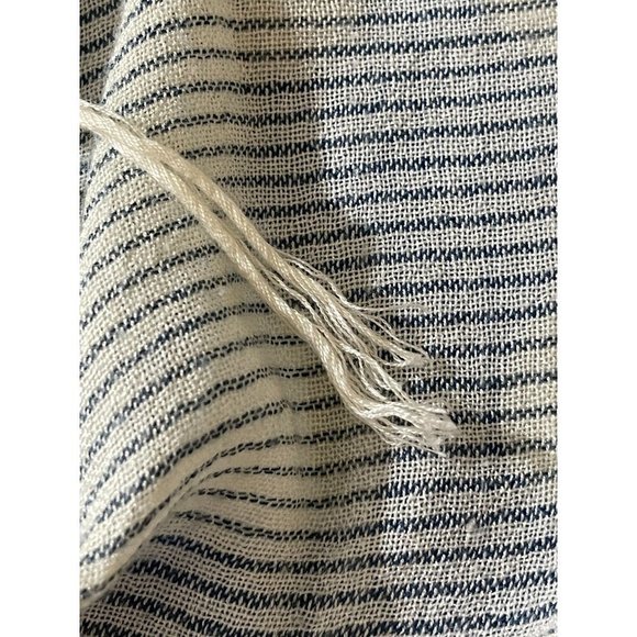 Gray Cream Striped Women's Neck Scarf Tassels 30" X 72" - Picture 5 of 5